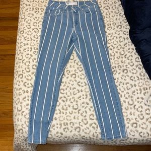 White striped blue jeans